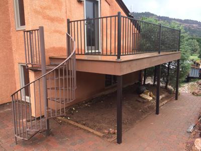 Click to view full size Steel Panel Railing from Woodland Park Deck Builder