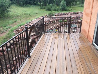 Click to view full size Steel Panel Railing from Woodland Park Deck Builder