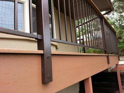 Click to view full size Steel Panel Railing from Woodland Park Deck Builder