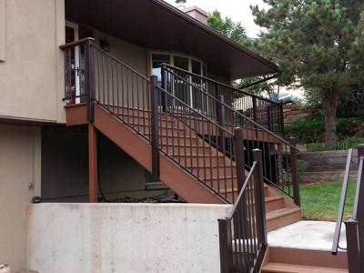 Click to view full size Steel Panel Railing from Woodland Park Deck Builder