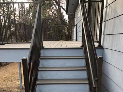 Click to view full size Steel Panel Railing from Woodland Park Deck Builder
