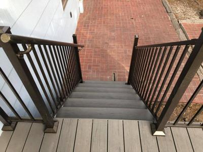 Click to view full size Steel Panel Railing from Woodland Park Deck Builder